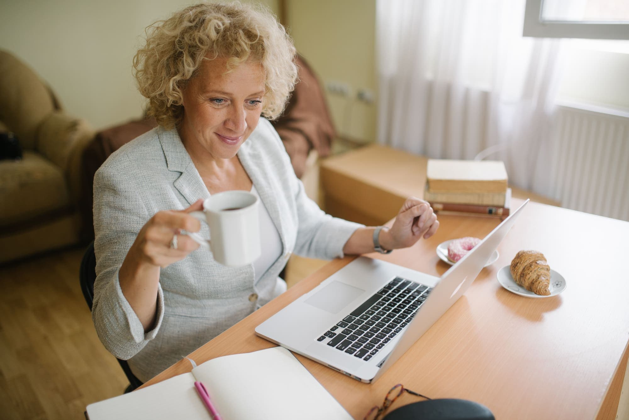 A tax professional working through a return at her desk